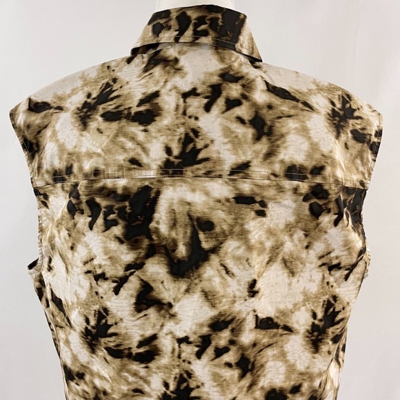 New SAMSOE SAMSOE Oversized Sleeveless Button Down Shirt Camo Clay Size XXS - Picture 13 of 16
